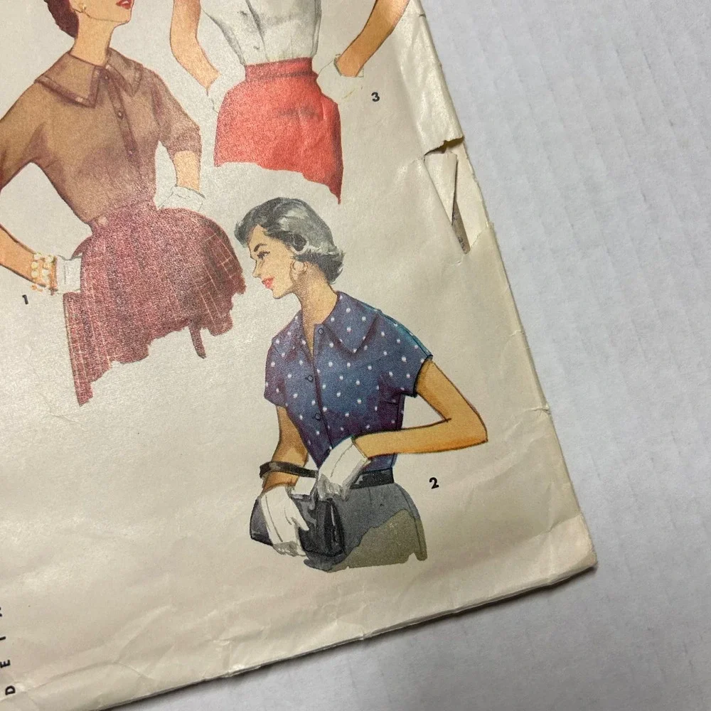 Simplicity Vintage 1950's Pattern #4977 Misses Blouse Size 14‎